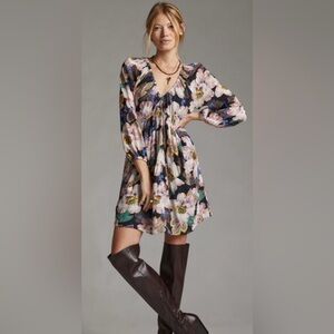 Anthropologie Tiered V-Neck Tunic Dress